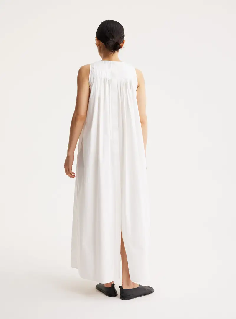 Sleeveless Pleated A Line Dress white rohe 6