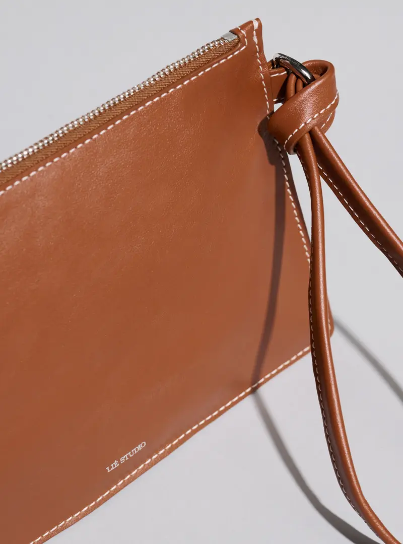 The Charlie Clutch toffee brown lie studio