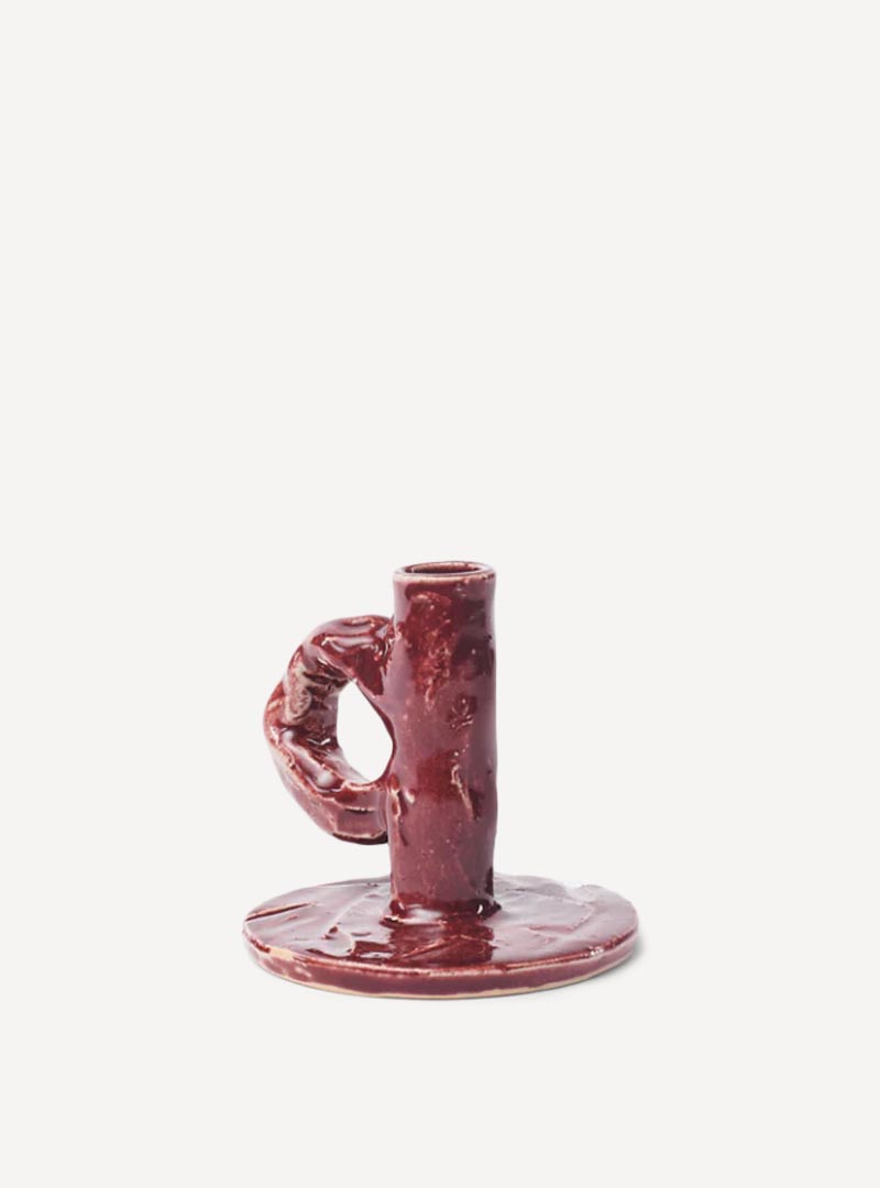 NIKO JUNE STUDIO CANDLE STICK HOLDER BURGUNDY