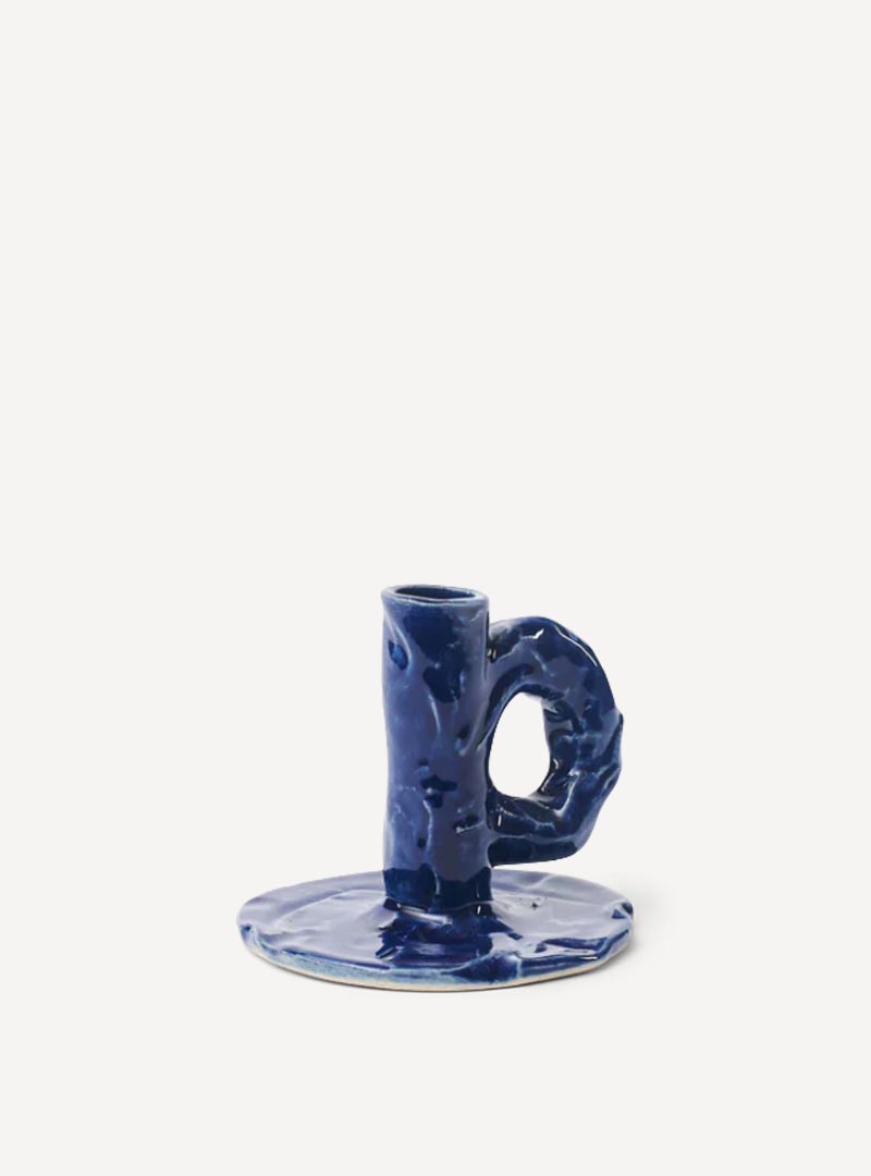 NIKO JUNE STUDIO CANDLE STICK HOLDER DARK BLUE