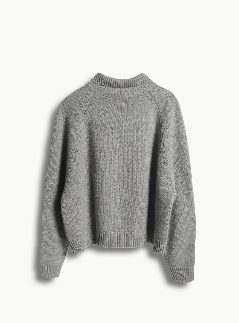 turtle neck knit grey back