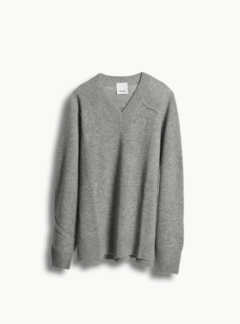 vneck knit long grey front